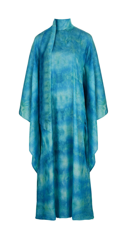 KATSUMI MEDITERRANEAN BLUE PRINT KAFTAN DRESS