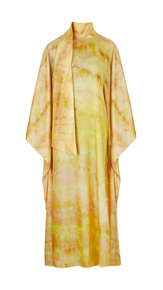 KATSUMI YELLOW PRINT KAFTAN DRESS
