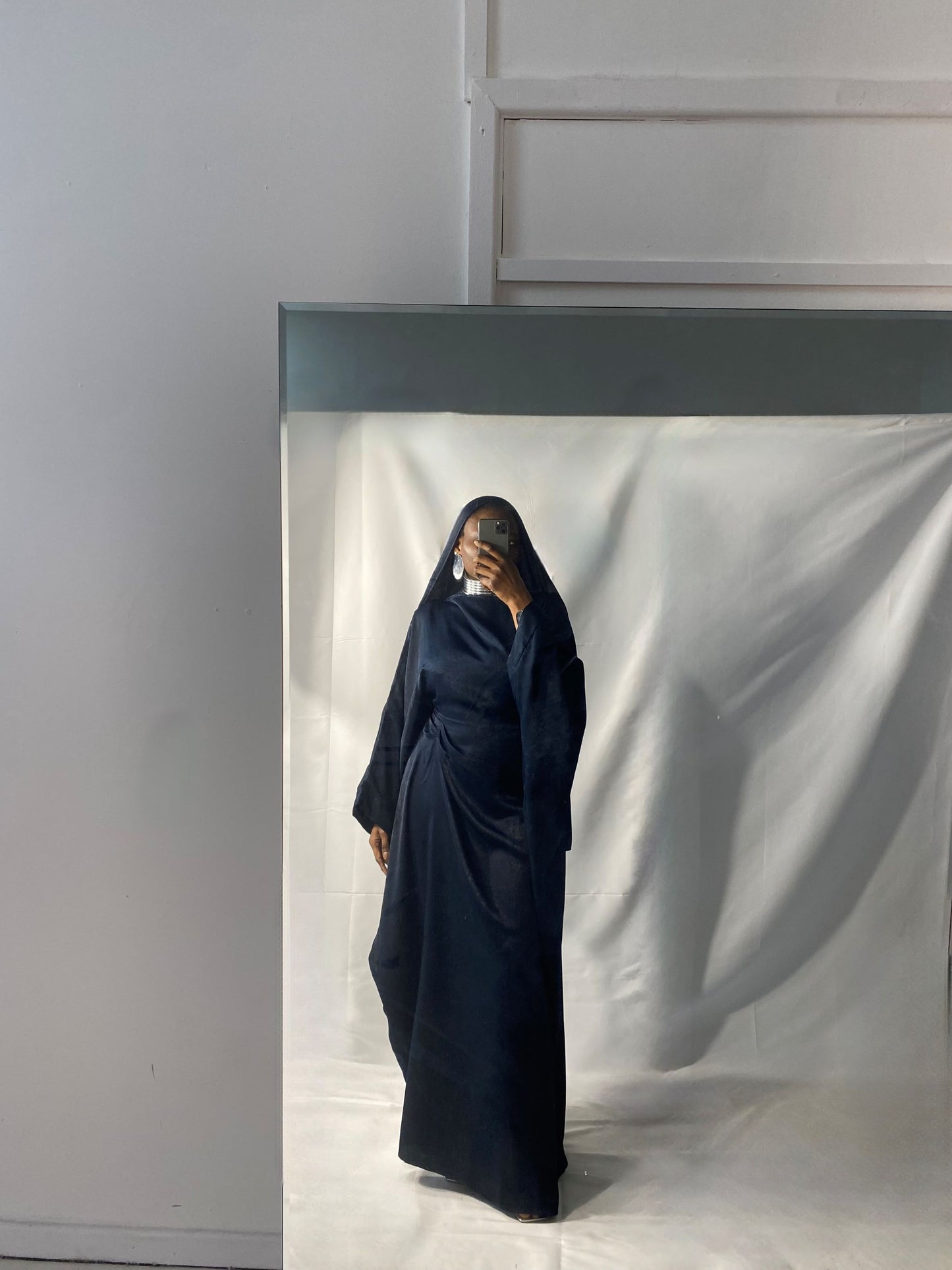 Hanifa Abaya & Scarf Set in Navy Blue