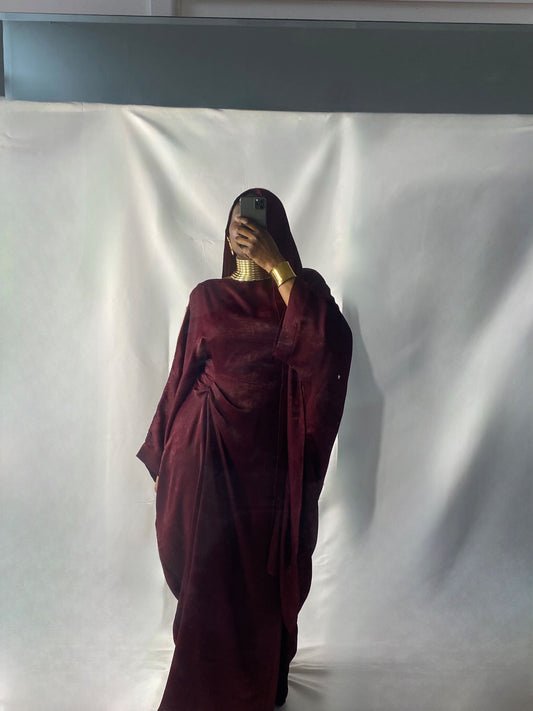 Hanifa Abaya & Scarf Set in Wine